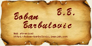 Boban Barbulović vizit kartica